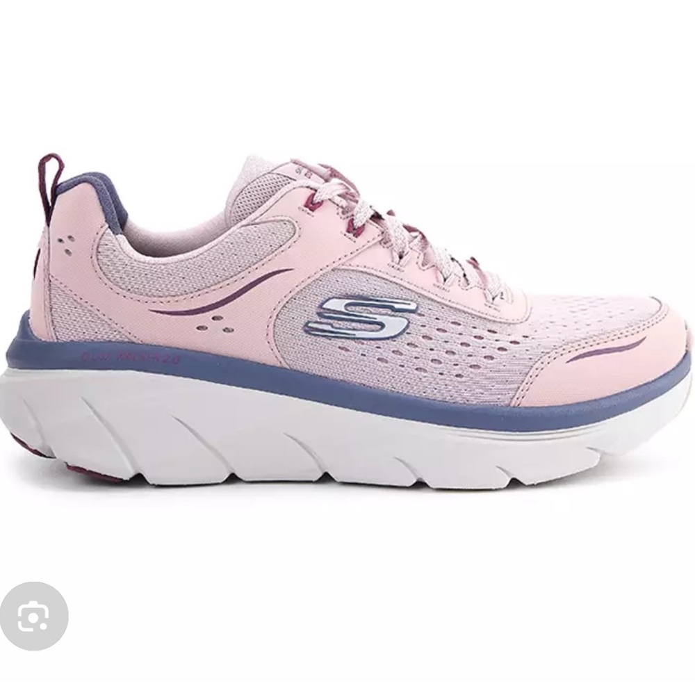 Skechers Women’s Size 8 D'Lux Walker Relaxed Fit Air Cooled Sneakers Mauve Blue